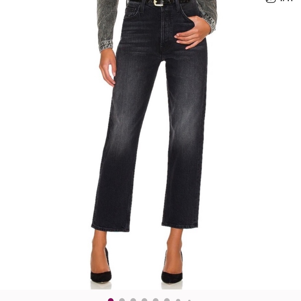 MOTHER Women's Dark Gray/Black Straight Leg Jeans